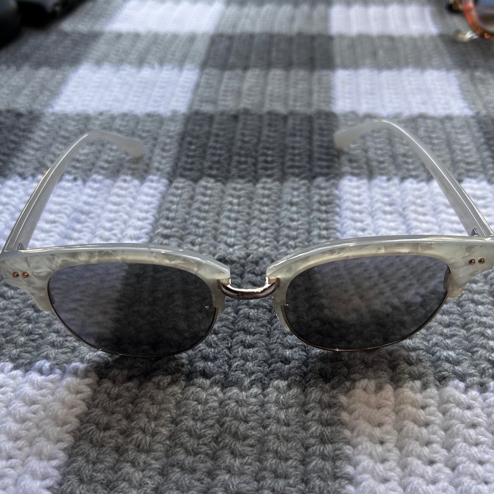 Unbranded Sunglasses Browline OS White Marble Retro Indie Sleaze Coquette Chic